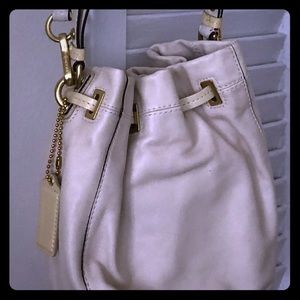 COACH cream calf leather drawstring - never used!